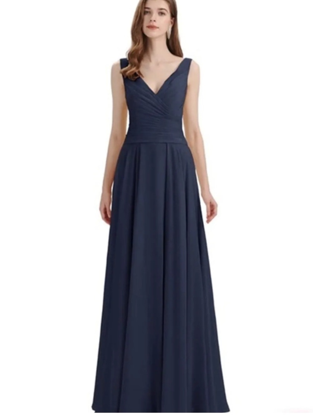 Mori Lee Navy Chiffon Bridesmaids dress, style 21532, Women’s Size 18